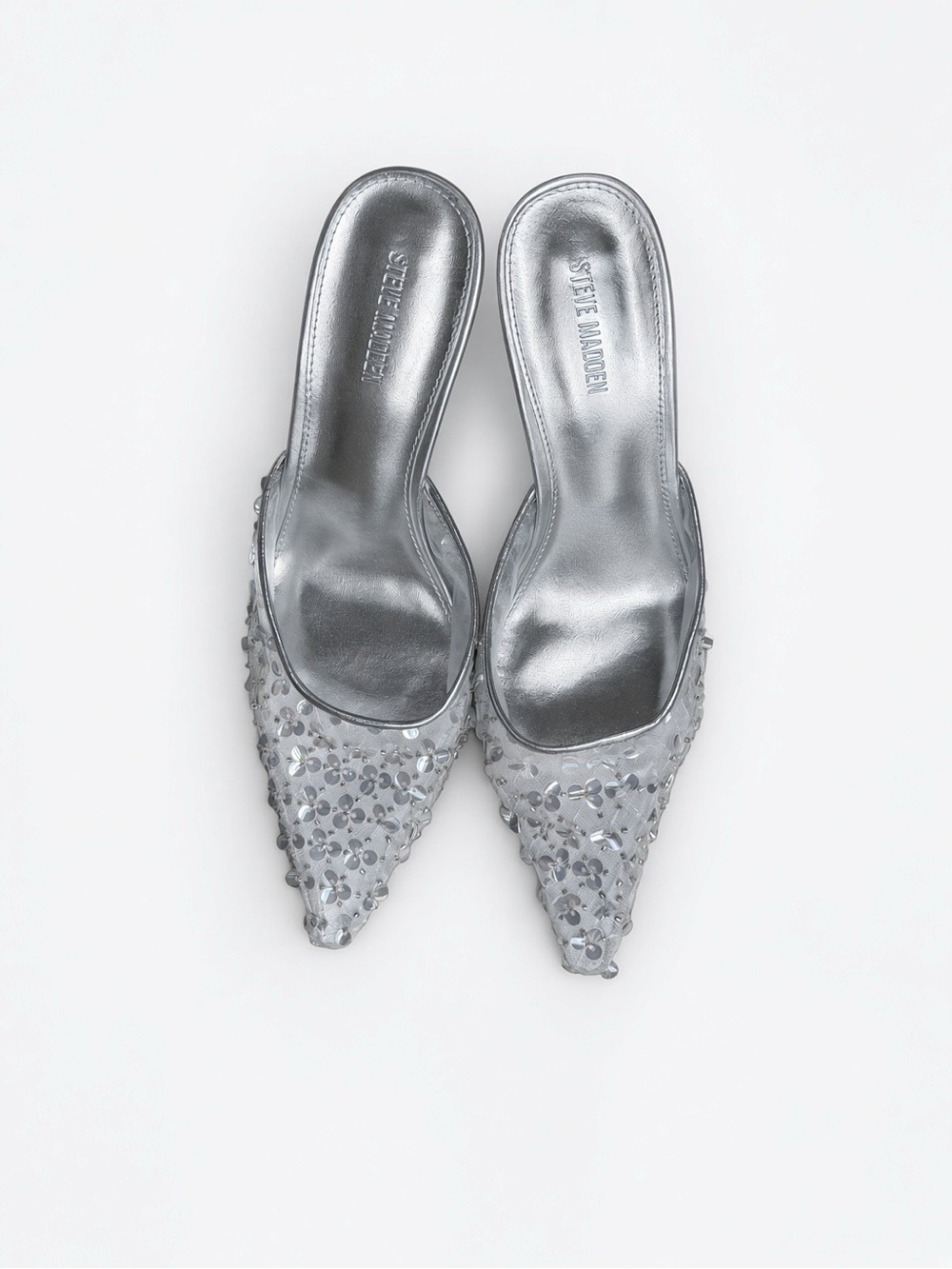 Steve Madden White Alexi Sequin Silver - Picture 10 of 14